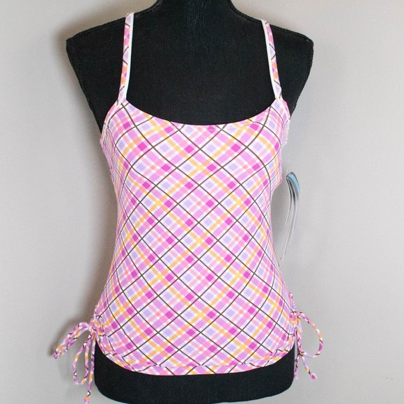 TYR Contemporary Fitness Phoenix Plaid Tankini Top - Picture 1 of 11